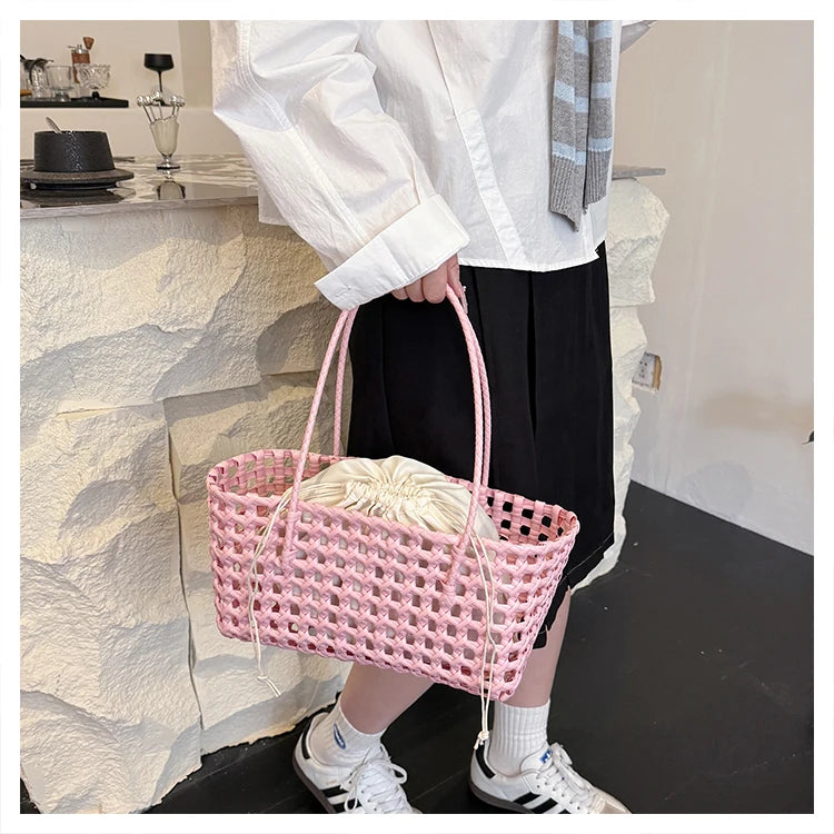 Handwoven Straw Tote Shoulder Bag