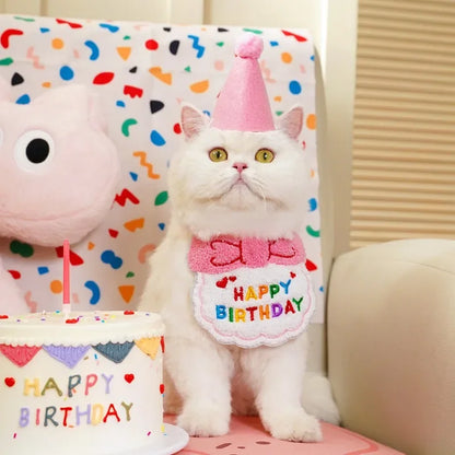 Pet Birthday Hat & Bandana Set for Dogs & Cats