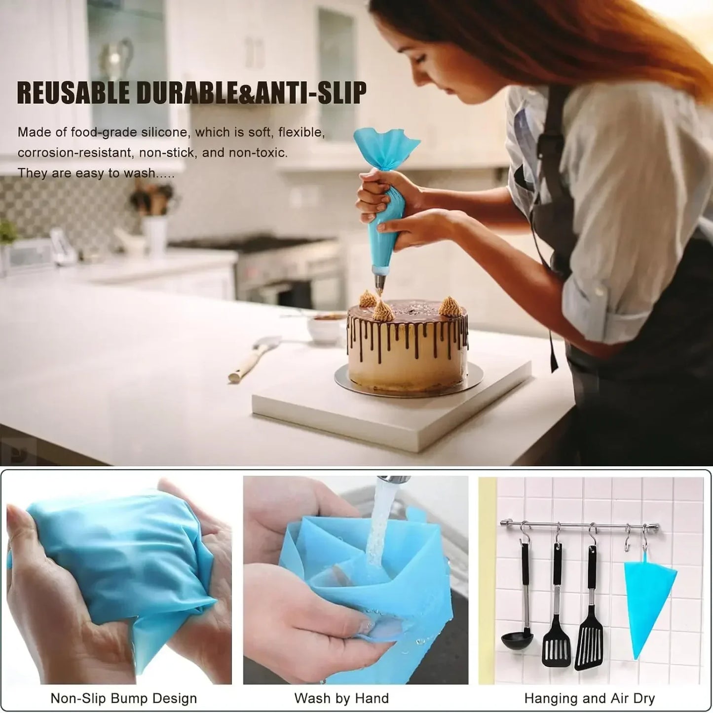 Reusable Silicone Piping Bag Cake Decorating Set