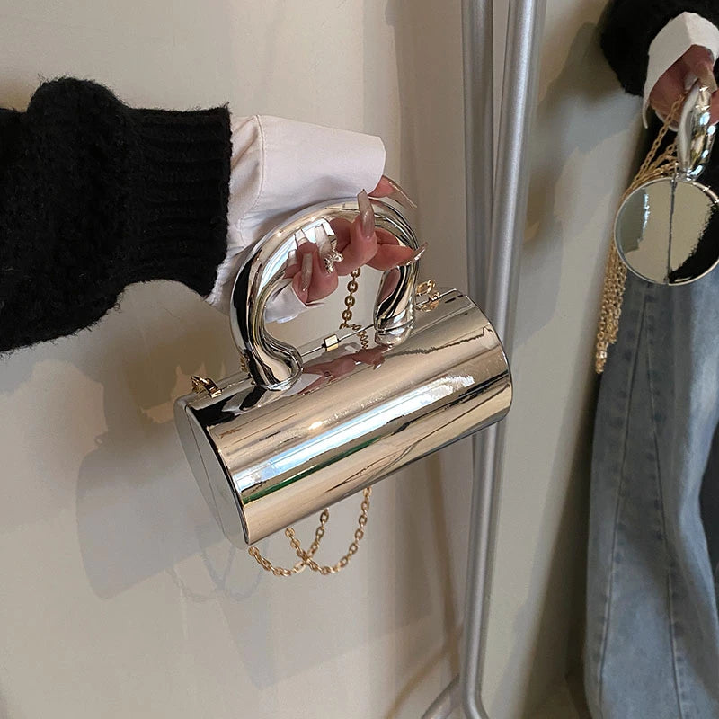 Golden Cylinder Evening Clutch