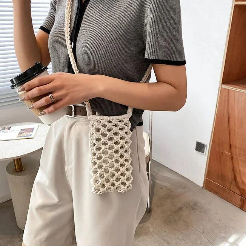 Women’s Woven Crochet Crossbody Phone Bag