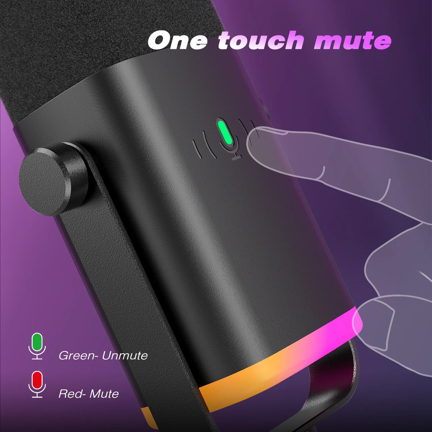 Professional USB & XLR Dynamic Streaming Microphone with RGB Lighting