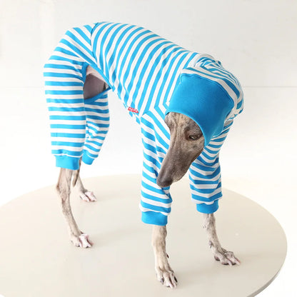 Striped Cotton Dog Pajamas for Italian Greyhounds & Whippets
