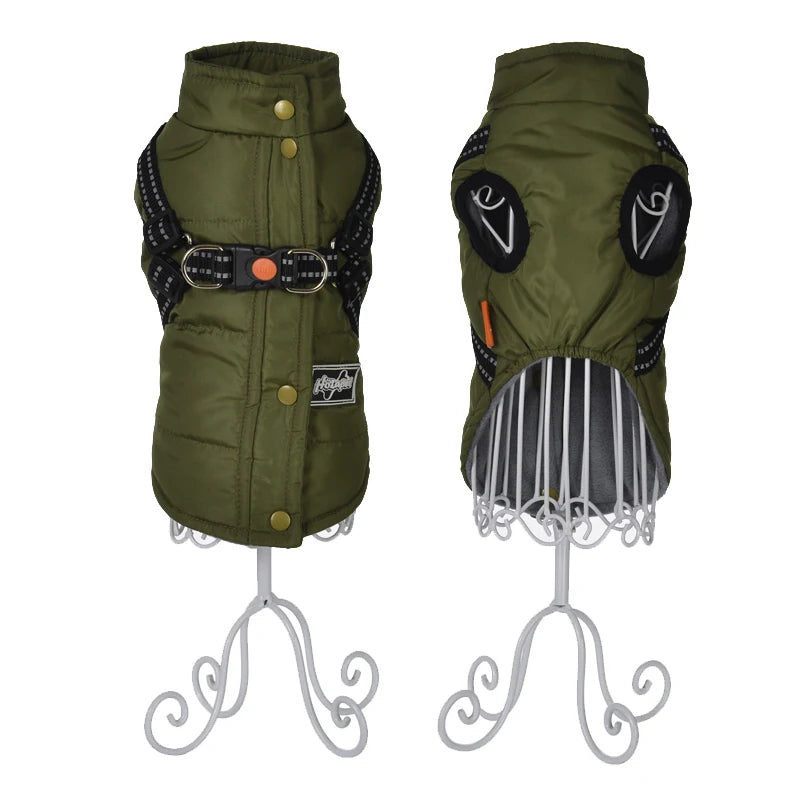 Winter Dog Vest Jacket with Harness