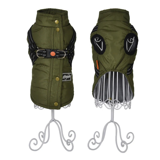 Winter Dog Vest Jacket with Harness