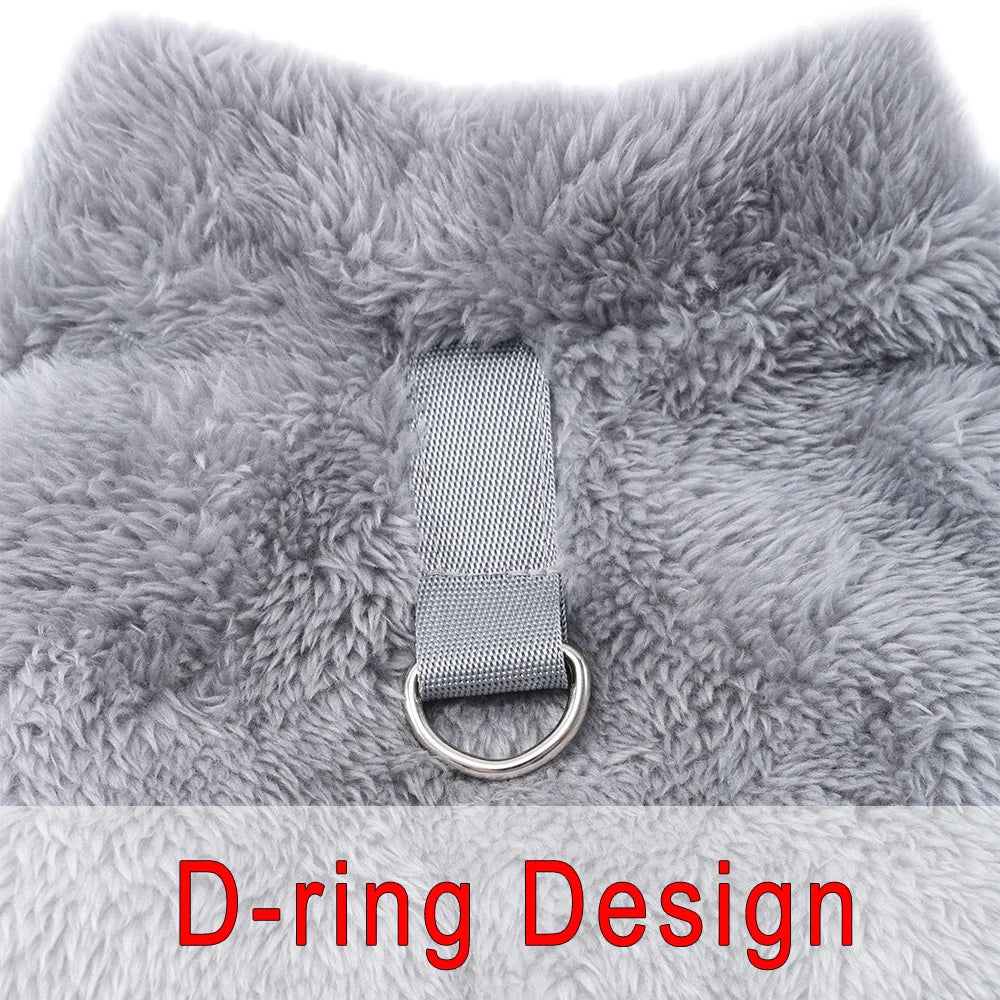 Warm Fleece Dog Jumpsuit with D-Ring