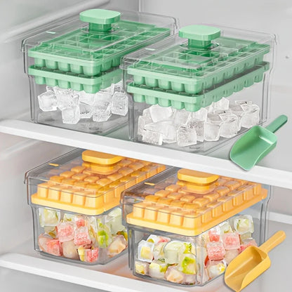 68-Grid Refrigerator Ice Cube Tray with Lid & Scoop