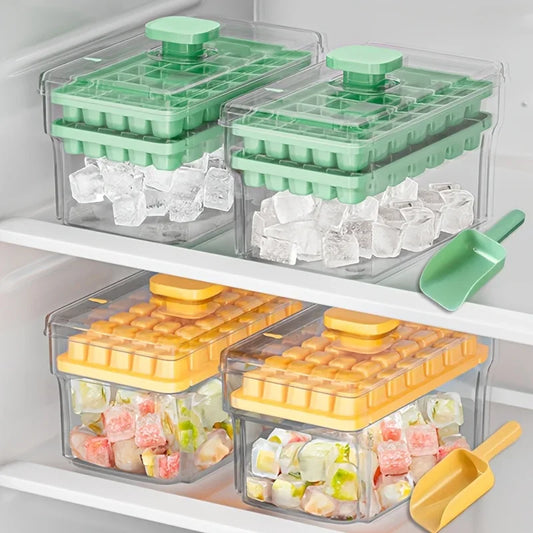 68-Grid Refrigerator Ice Cube Tray with Lid & Scoop