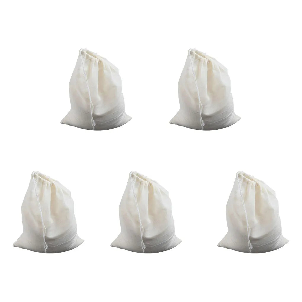 Reusable Drawstring Cotton Filter Bags for Nut Milk, Yogurt, Tea & Coffee