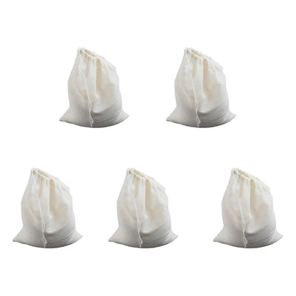 Reusable Drawstring Cotton Filter Bags for Nut Milk, Yogurt, Tea & Coffee