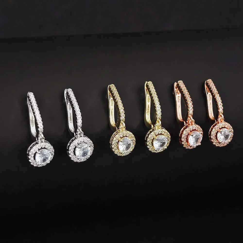 Halo Cubic Zirconia Drop Earrings