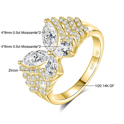 14K Gold-Filled Moissanite Butterfly Ring