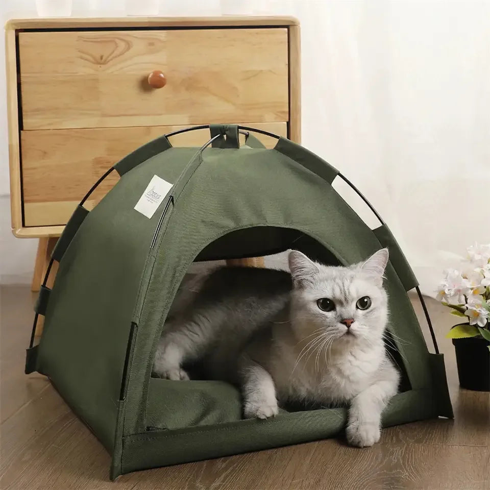Semi-Enclosed Pet Tent – Foldable Summer Cooling Dog Nest