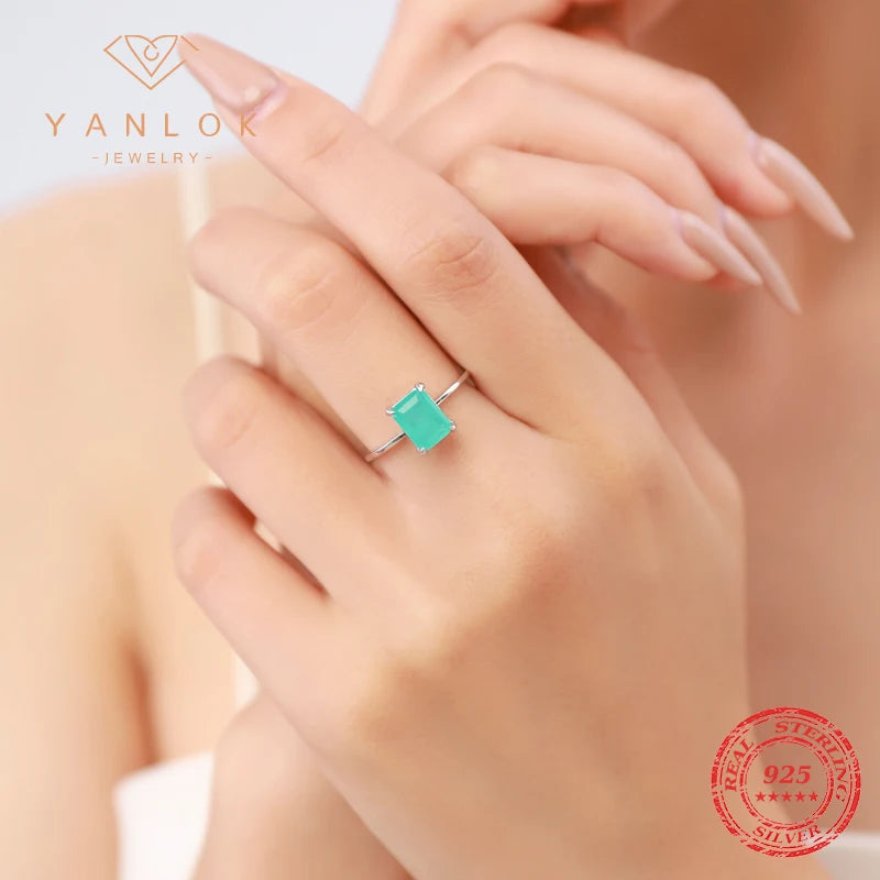 Yanlok Luxury Paraiba Tourmaline 925 Sterling Silver Ring