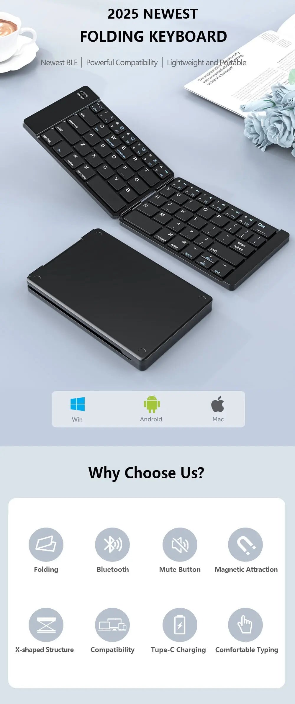 Mini Foldable Bluetooth Keyboard