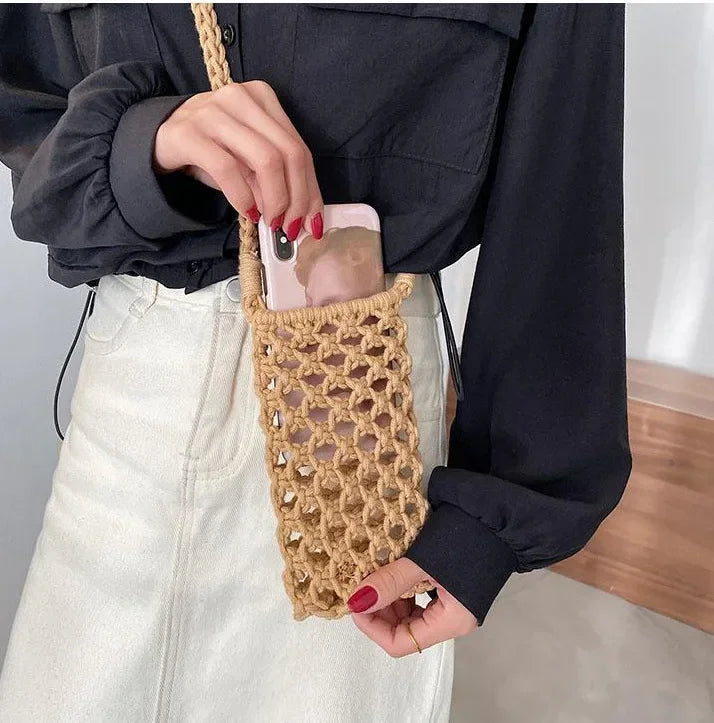 Women’s Woven Crochet Crossbody Phone Bag