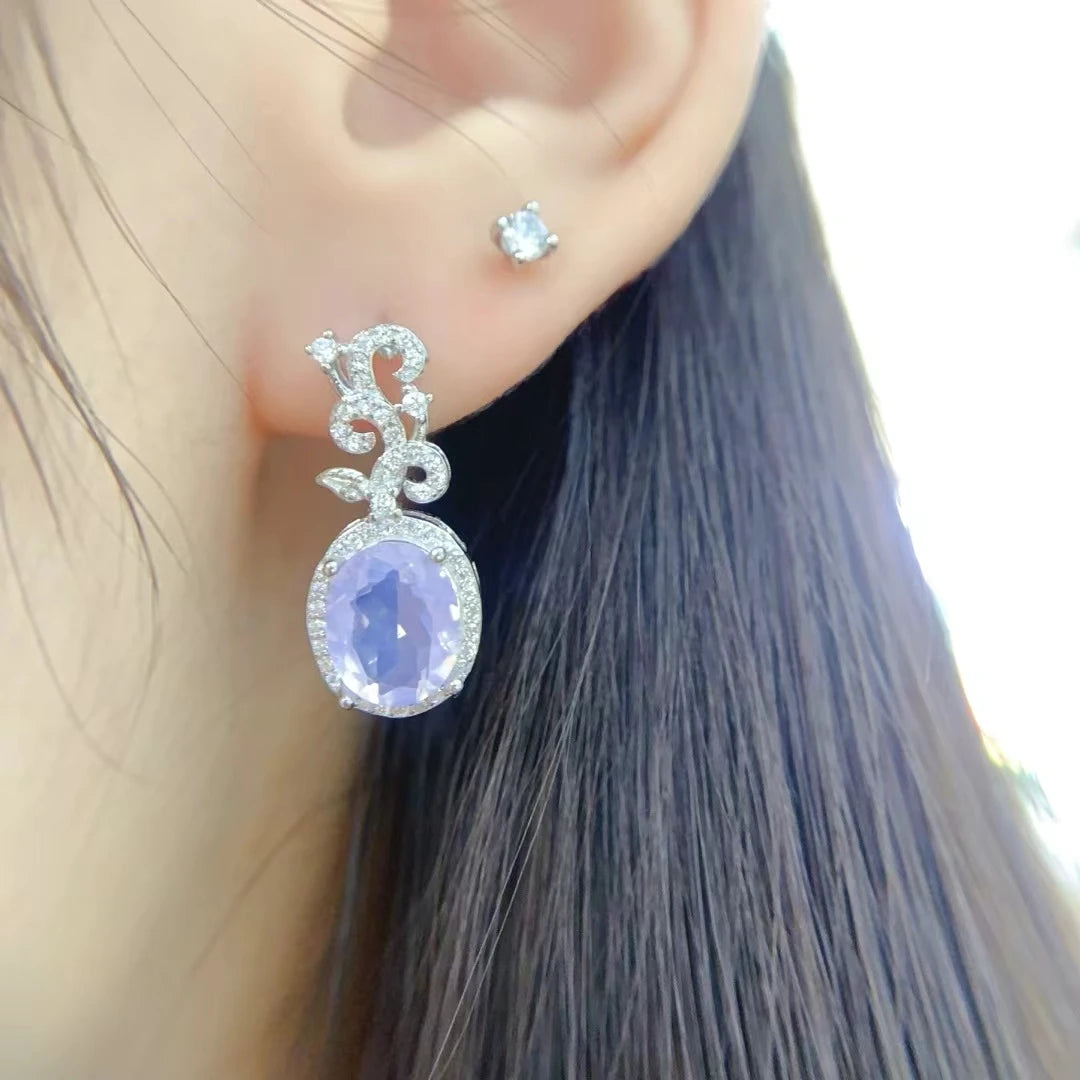 925 Silver Natural Gemstone Drop Earrings