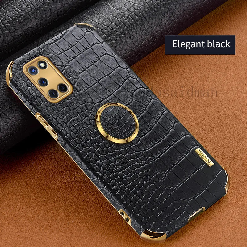 Crocodile Texture Ring Stand Phone Case