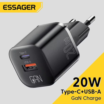 Essager 20W GaN Dual-Port Fast Charger