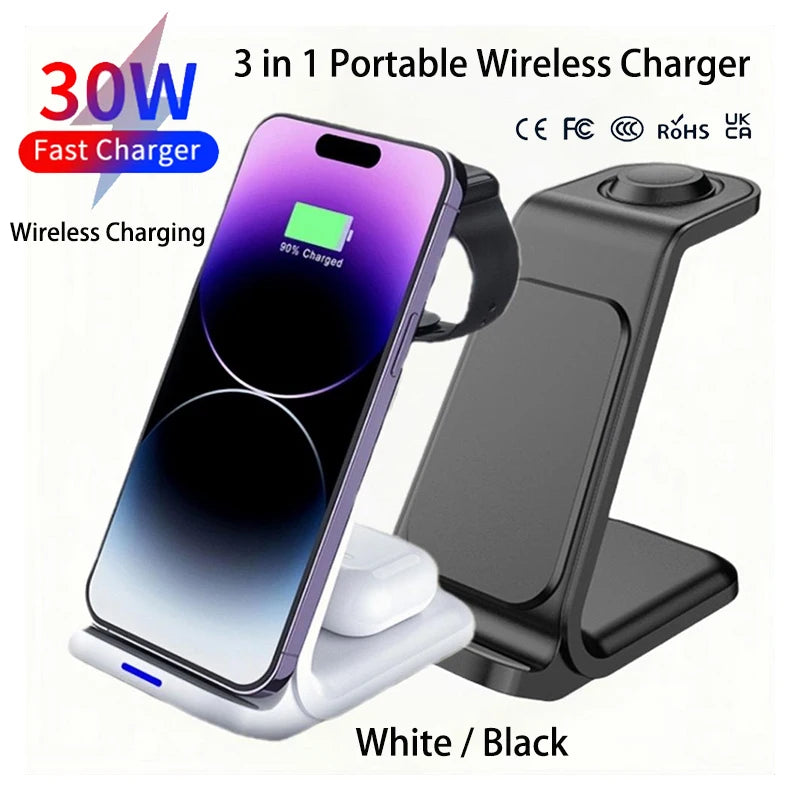 3-in-1 Portable Magnetic Wireless Charging Stand