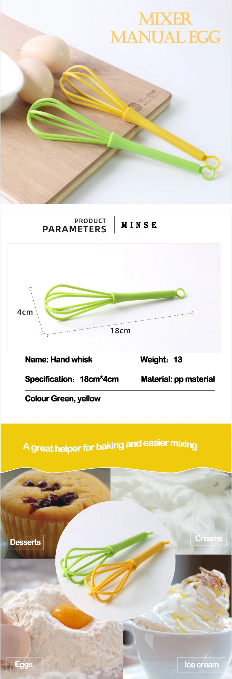 Mini Hand Whisk for Eggs & Baking