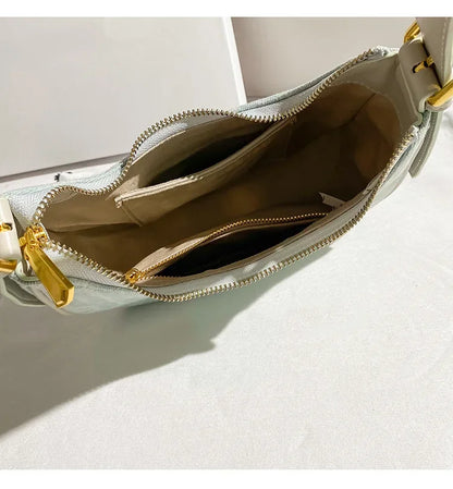 Pleated Crescent Shoulder Bag for Women