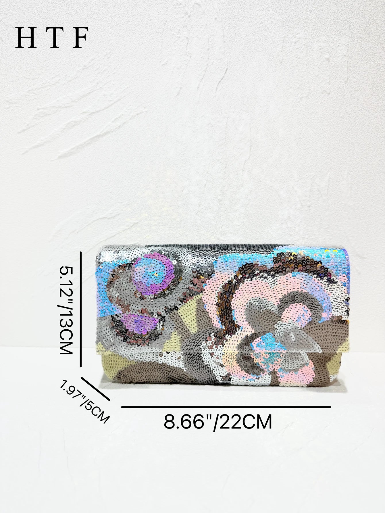 Floral Sequin Evening Clutch Bag