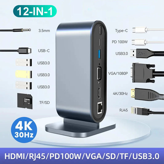 USB-C Docking Station – Up to 12-in-1 Hub