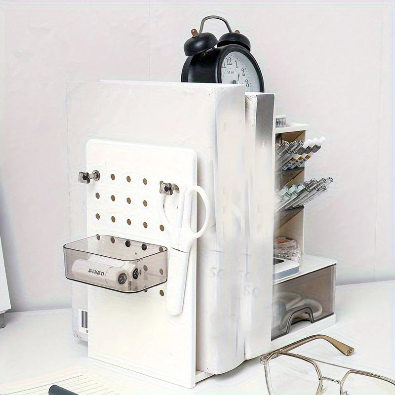 Multifunctional Desk Organizer with Retractable Bookend