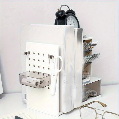 Multifunctional Desk Organizer with Retractable Bookend