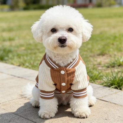 Pet Baseball Jacket – Warm Fleece Dog Coat with Embroidery