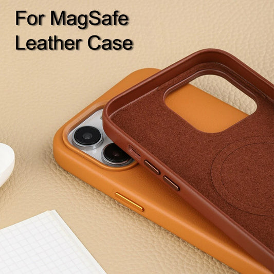Luxury Leather Magnetic Wireless Charging Case For iPhone