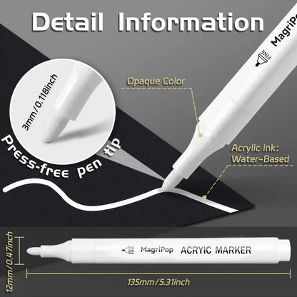 White Acrylic Paint Marker Pen Set