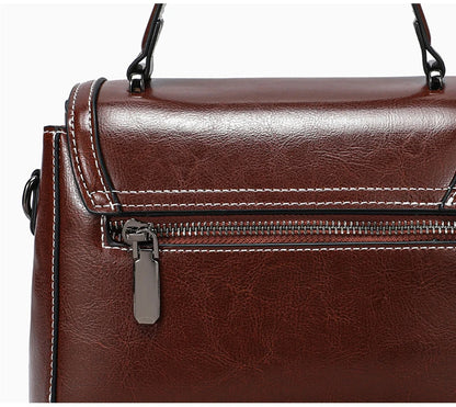 Genuine Cow Leather Top Handle Crossbody Bag