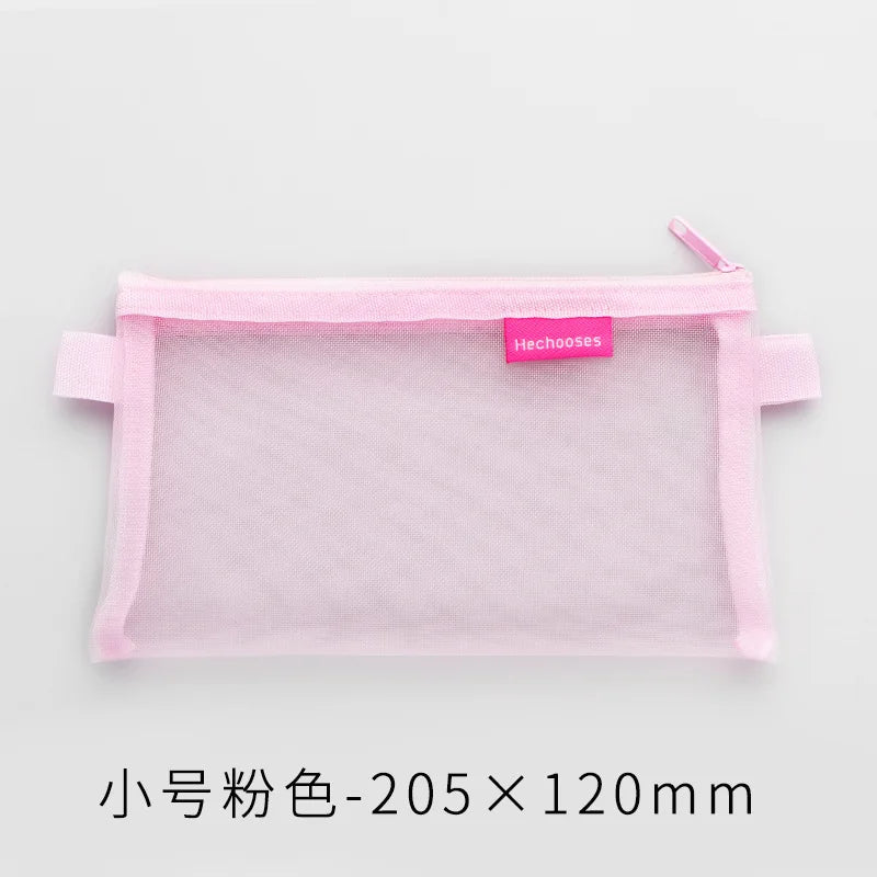 Large Capacity Transparent Mesh Pencil Case