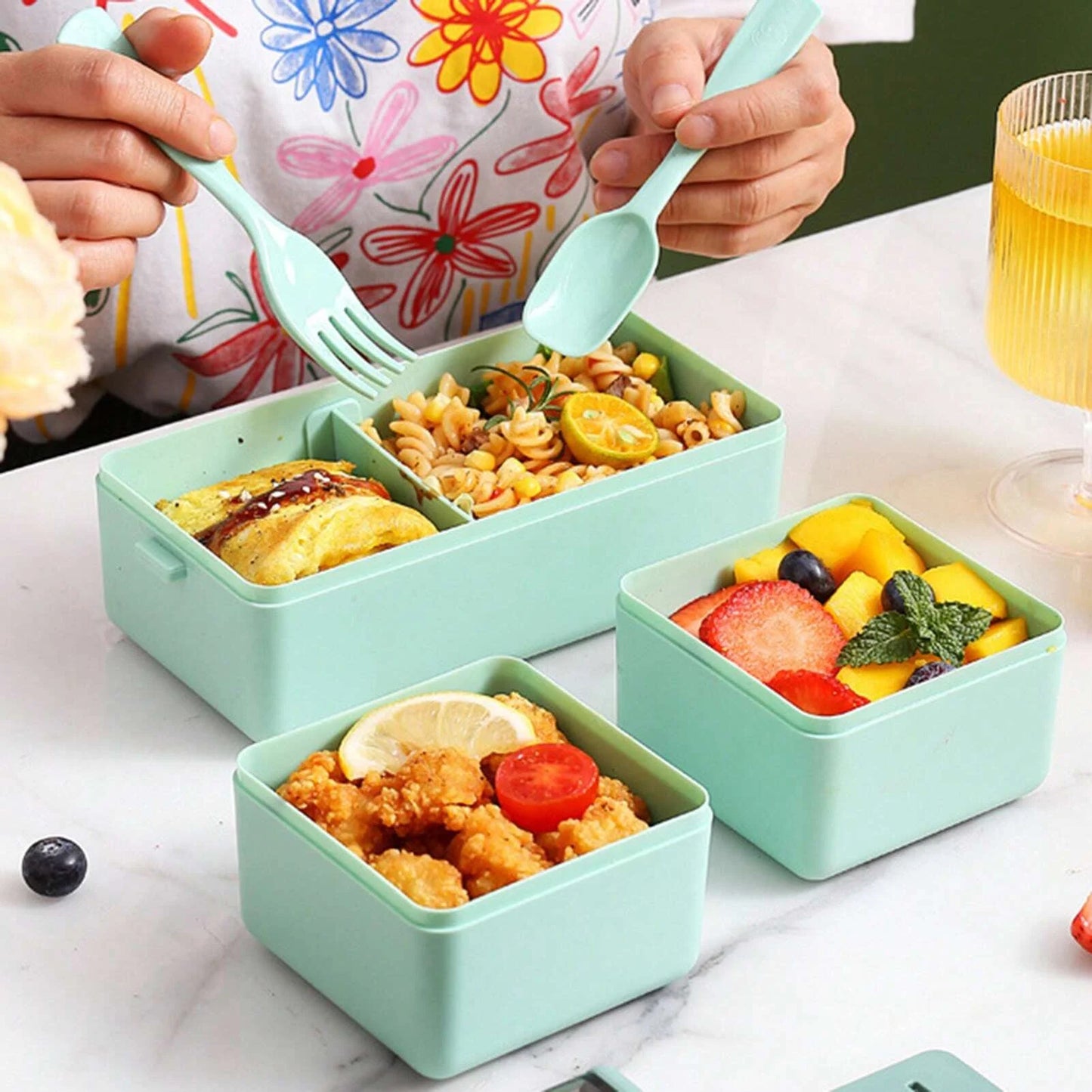 Portable Leak-Proof Lunch Box with Spoon & Fork