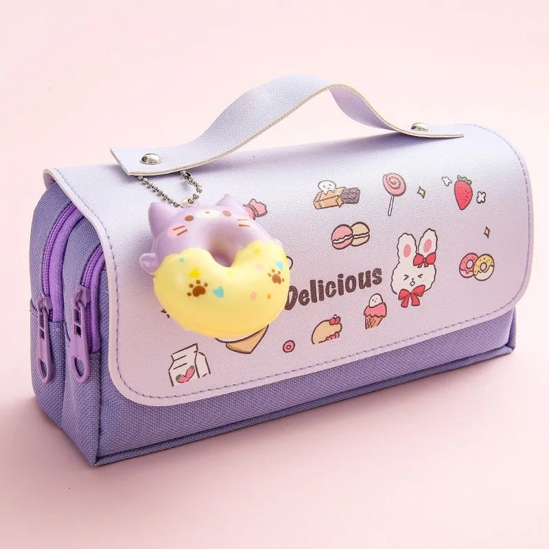 3D Kawaii Large Capacity Pencil Case with Decompression Doll
