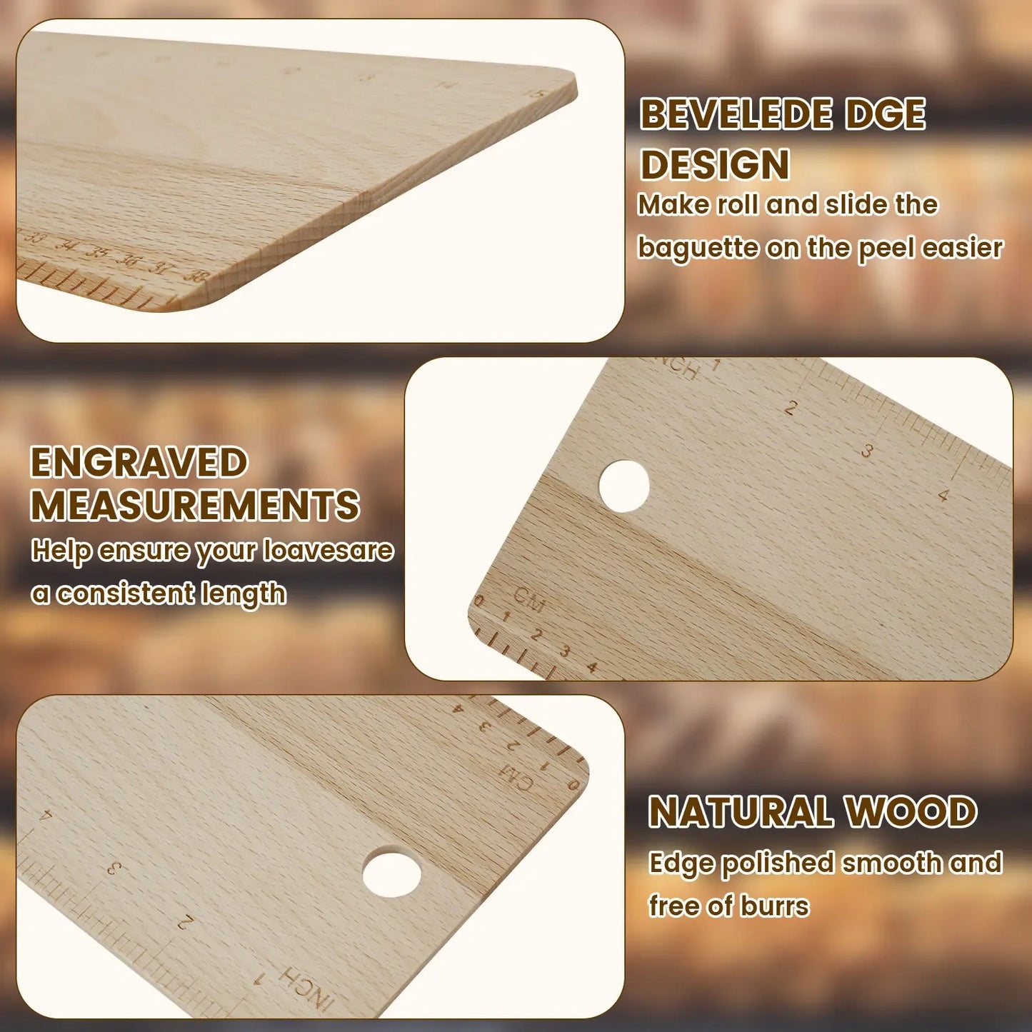 Beech Wood Bread Transfer Peel for Baguettes