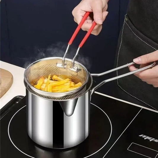 Household Deep Frying Pot with Removable Strainer for Chips & Chicken