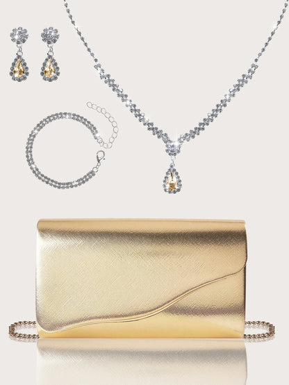 Elegant Metallic Evening Clutch Bag