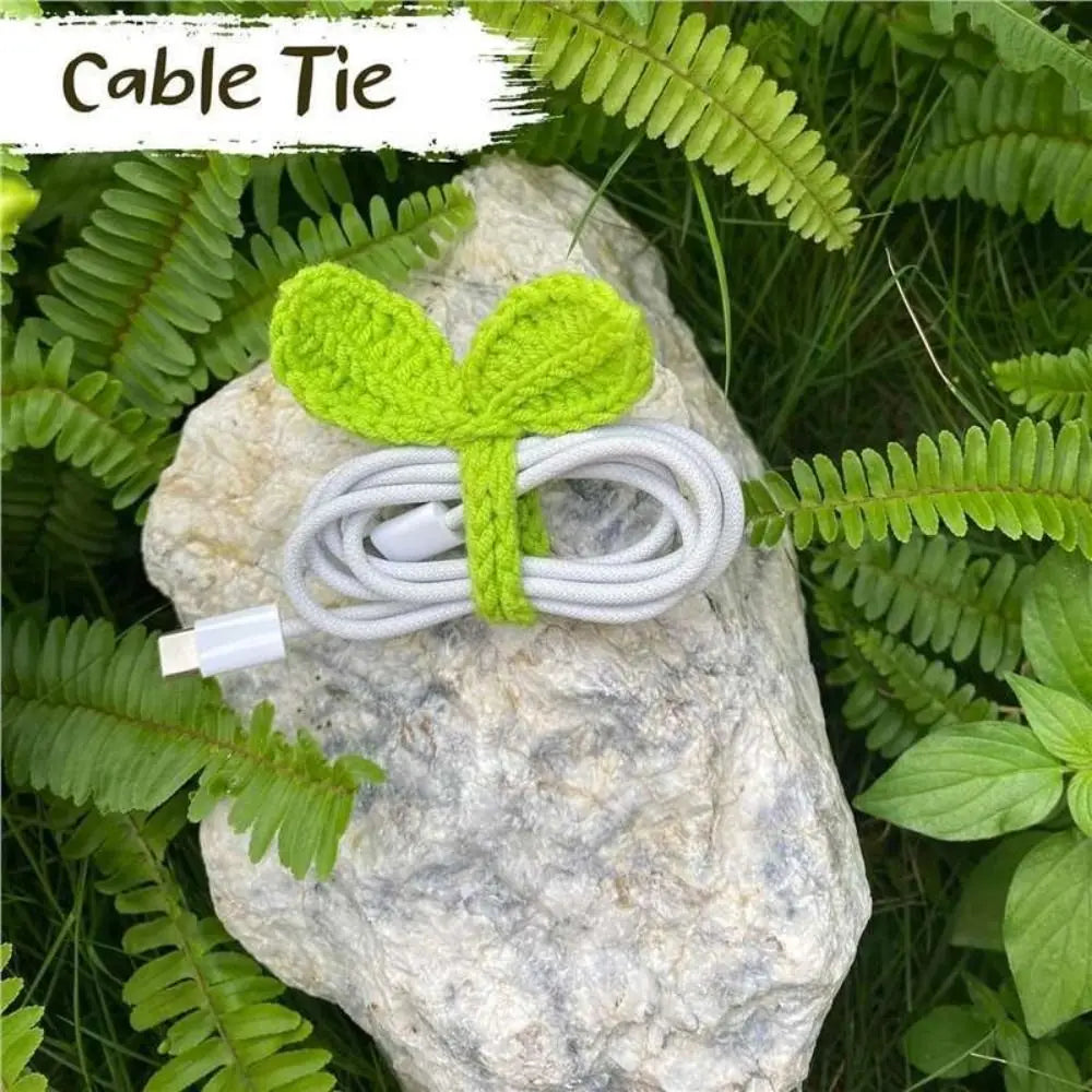 Handmade Crochet Leaf Sprout Headphone Decor