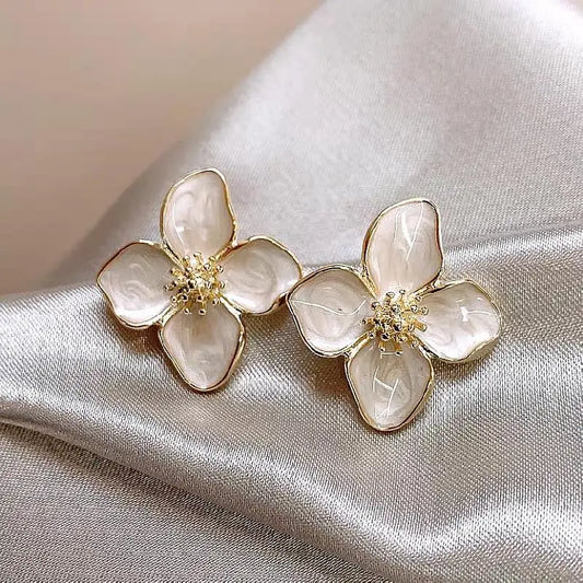 Korean Retro Red Flower Drop Earrings
