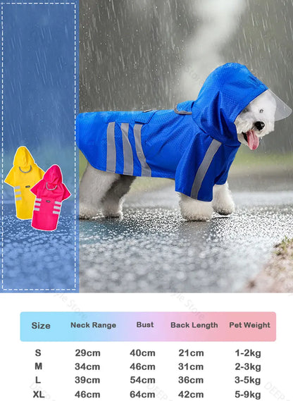 Waterproof Reflective Hooded Dog Raincoat