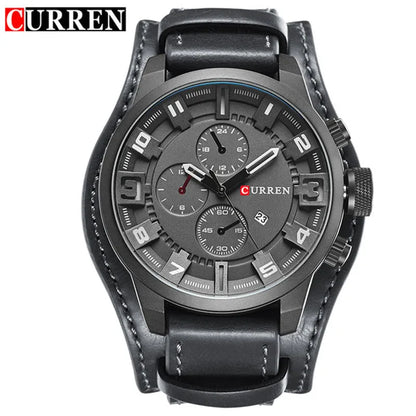 CURREN 8225 Men's Large Dial Leather Quartz Watch