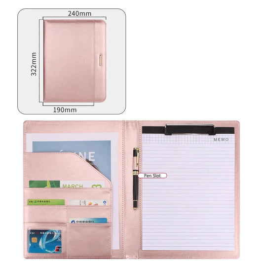 A4 Leather Business Padfolio Clipboard Folder
