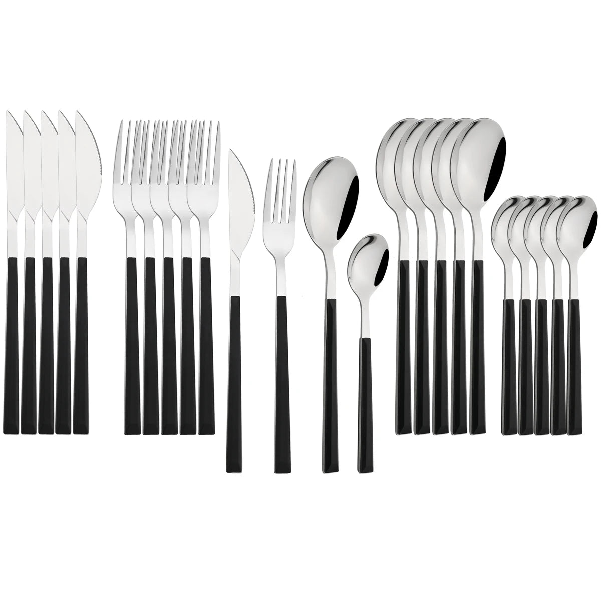 Stainless Steel Cutlery Set with Wood-Effect Handles