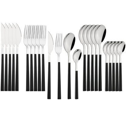Stainless Steel Cutlery Set with Wood-Effect Handles