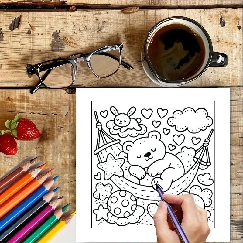 Cozy Friends Adult Coloring Book
