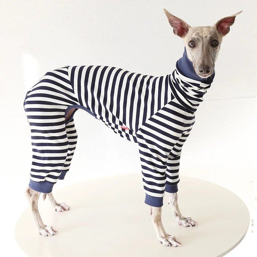 Striped Cotton Dog Pajamas for Italian Greyhounds & Whippets