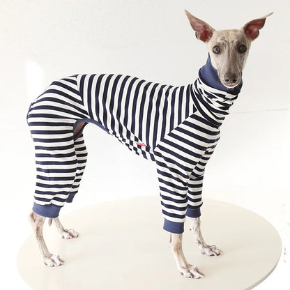Striped Cotton Dog Pajamas for Italian Greyhounds & Whippets